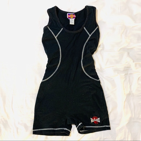 Tops - 90s vintage CRUNCH black spandex bodysuit